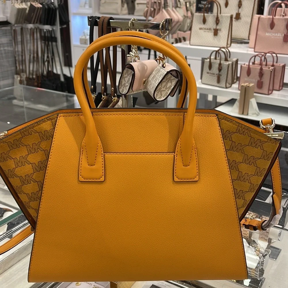 Michael Kors Avril Large Top Zip Satchel Shoulder Bag Honeycomb